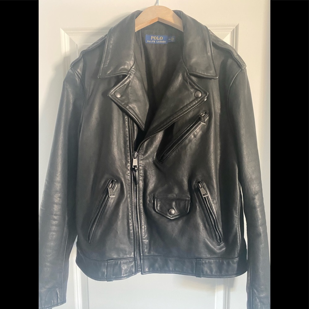 Polo leather biker jacket